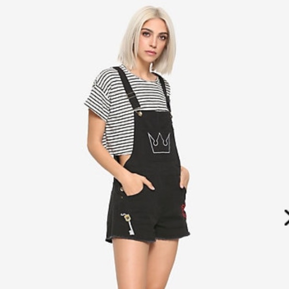 *SOLD* Kingdom Hearts Black Embroidered Overalls